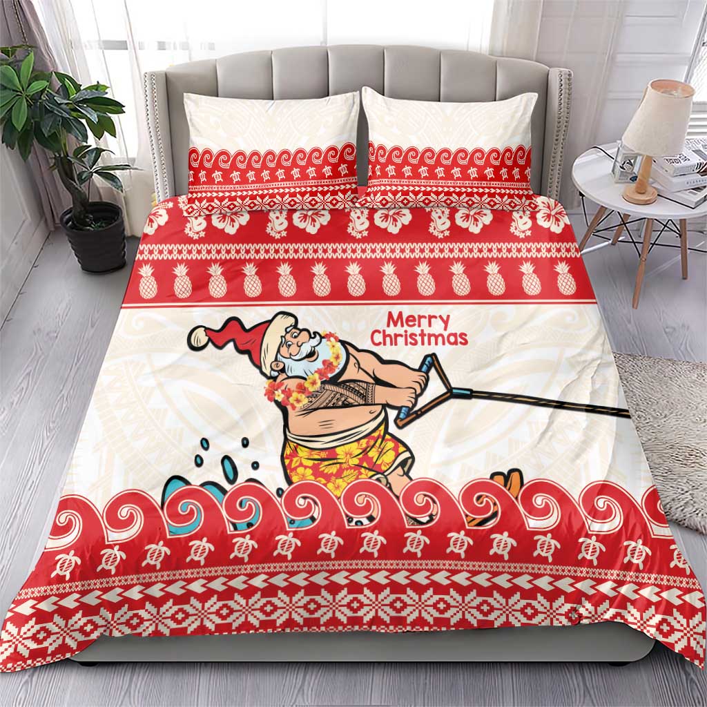 Mele Kalikimaka Hawaii Bedding Set Water-skiing Santa Tropical Vibes LT14 - Polynesian Pride