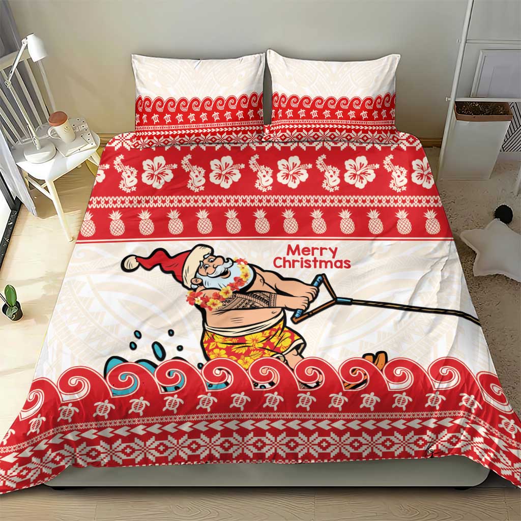 Mele Kalikimaka Hawaii Bedding Set Water-skiing Santa Tropical Vibes LT14 - Polynesian Pride