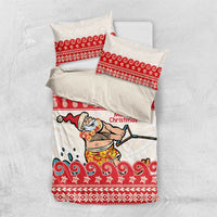 Mele Kalikimaka Hawaii Bedding Set Water-skiing Santa Tropical Vibes LT14 US Twin 172cm x 218cm Red - Polynesian Pride