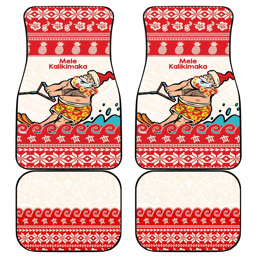 Mele Kalikimaka Hawaii Car Mats Water-skiing Santa Tropical Vibes LT14 - Polynesian Pride