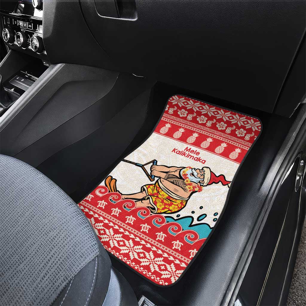 Mele Kalikimaka Hawaii Car Mats Water-skiing Santa Tropical Vibes LT14 - Polynesian Pride