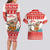 Mele Kalikimaka Hawaii Couples Matching Long Sleeve Bodycon Dress and Hawaiian Shirt Water-skiing Santa Tropical Vibes