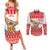 Mele Kalikimaka Hawaii Couples Matching Summer Maxi Dress and Long Sleeve Button Shirt Water-skiing Santa Tropical Vibes