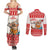 Mele Kalikimaka Hawaii Couples Matching Summer Maxi Dress and Long Sleeve Button Shirt Water-skiing Santa Tropical Vibes