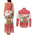 Mele Kalikimaka Hawaii Couples Matching Tank Maxi Dress and Long Sleeve Button Shirt Water-skiing Santa Tropical Vibes