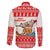 Mele Kalikimaka Hawaii Family Matching Off The Shoulder Long Sleeve Dress and Hawaiian Shirt Water-skiing Santa Tropical Vibes