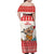 Mele Kalikimaka Hawaii Family Matching Off Shoulder Maxi Dress and Hawaiian Shirt Water-skiing Santa Tropical Vibes