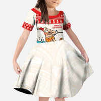Mele Kalikimaka Hawaii Kid Short Sleeve Dress Water-skiing Santa Tropical Vibes LT14 KID Red - Polynesian Pride