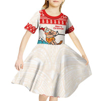 Mele Kalikimaka Hawaii Kid Short Sleeve Dress Water-skiing Santa Tropical Vibes LT14 - Polynesian Pride