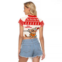 Mele Kalikimaka Hawaii Raglan Cropped T Shirt Water-skiing Santa Tropical Vibes LT14 - Polynesian Pride