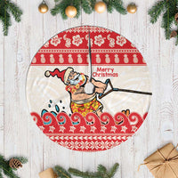 Mele Kalikimaka Hawaii Tree Skirt Water-skiing Santa Tropical Vibes LT14 Casual Red - Polynesian Pride