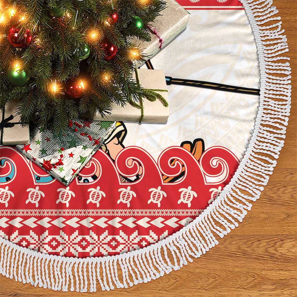 Mele Kalikimaka Hawaii Tree Skirt Water-skiing Santa Tropical Vibes LT14 - Polynesian Pride