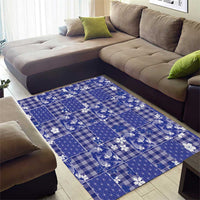 Blue Palaka Japanese Patterns Area Rug Koi Fish Asanoha Sakura Patchwork Stylized LT14 - Polynesian Pride