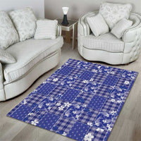 Blue Palaka Japanese Patterns Area Rug Koi Fish Asanoha Sakura Patchwork Stylized LT14 - Polynesian Pride