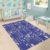 Blue Palaka Japanese Patterns Area Rug Koi Fish Asanoha Sakura Patchwork Stylized LT14 - Polynesian Pride