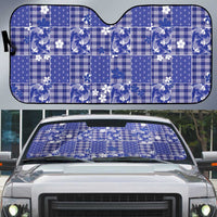 Blue Palaka Japanese Patterns Auto Sun Shade Koi Fish Asanoha Sakura Patchwork Stylized LT14 Blue - Polynesian Pride
