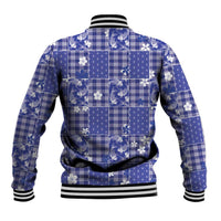 Blue Palaka Japanese Patterns Baseball Jacket Koi Fish Asanoha Sakura Patchwork Stylized LT14 - Polynesian Pride