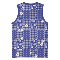 Blue Palaka Japanese Patterns Basketball Jersey Koi Fish Asanoha Sakura Patchwork Stylized LT14 - Polynesian Pride