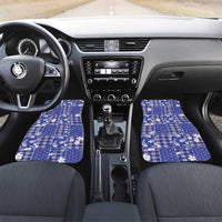 Blue Palaka Japanese Patterns Car Mats Koi Fish Asanoha Sakura Patchwork Stylized LT14 Set 2pcs - Front Blue - Polynesian Pride