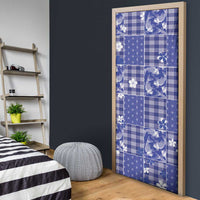 Blue Palaka Japanese Patterns Door Cover Koi Fish Asanoha Sakura Patchwork Stylized LT14 - Polynesian Pride