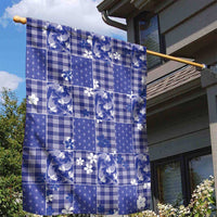Blue Palaka Japanese Patterns Garden Flag Koi Fish Asanoha Sakura Patchwork Stylized LT14 - Polynesian Pride