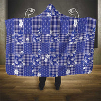 Blue Palaka Japanese Patterns Hooded Blanket Koi Fish Asanoha Sakura Patchwork Stylized LT14 - Polynesian Pride