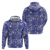 Blue Palaka Japanese Patterns Hoodie Koi Fish Asanoha Sakura Patchwork Stylized LT14 - Polynesian Pride