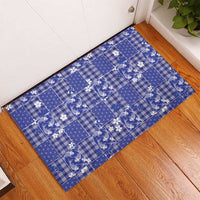 Blue Palaka Japanese Patterns Rubber Doormat Koi Fish Asanoha Sakura Patchwork Stylized LT14 - Polynesian Pride