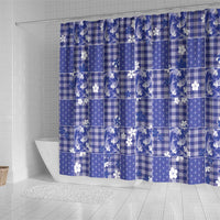 Blue Palaka Japanese Patterns Shower Curtain Koi Fish Asanoha Sakura Patchwork Stylized LT14 - Polynesian Pride