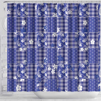 Blue Palaka Japanese Patterns Shower Curtain Koi Fish Asanoha Sakura Patchwork Stylized LT14 - Polynesian Pride