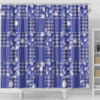 Blue Palaka Japanese Patterns Shower Curtain Koi Fish Asanoha Sakura Patchwork Stylized LT14 - Polynesian Pride