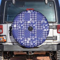 Blue Palaka Japanese Patterns Spare Tire Cover Koi Fish Asanoha Sakura Patchwork Stylized LT14 Blue - Polynesian Pride
