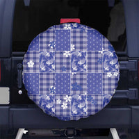Blue Palaka Japanese Patterns Spare Tire Cover Koi Fish Asanoha Sakura Patchwork Stylized LT14 No hole Blue - Polynesian Pride