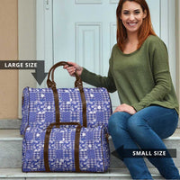 Blue Palaka Japanese Patterns Travel Bag Koi Fish Asanoha Sakura Patchwork Stylized LT14 - Polynesian Pride