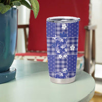 Blue Palaka Japanese Patterns Tumbler Cup Koi Fish Asanoha Sakura Patchwork Stylized LT14 - Polynesian Pride