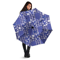 Blue Palaka Japanese Patterns Umbrella Koi Fish Asanoha Sakura Patchwork Stylized LT14 - Polynesian Pride