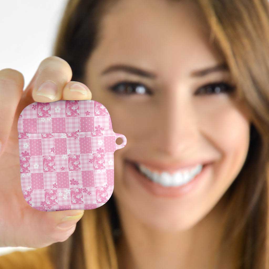 Pink Palaka Japanese Patterns AirPods Case Koi Fish Asanoha Sakura Patchwork Stylized LT14 - Polynesian Pride