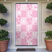 Pink Palaka Japanese Patterns Door Cover Koi Fish Asanoha Sakura Patchwork Stylized LT14 Pink - Polynesian Pride