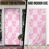 Pink Palaka Japanese Patterns Door Cover Koi Fish Asanoha Sakura Patchwork Stylized LT14 - Polynesian Pride