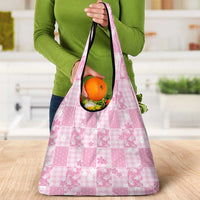 Pink Palaka Japanese Patterns Grocery Bag Koi Fish Asanoha Sakura Patchwork Stylized LT14 - Polynesian Pride