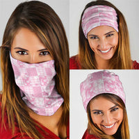Pink Palaka Japanese Patterns Neck Gaiter Koi Fish Asanoha Sakura Patchwork Stylized LT14 - Polynesian Pride