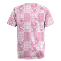 Pink Palaka Japanese Patterns Rugby Jersey Koi Fish Asanoha Sakura Patchwork Stylized LT14 - Polynesian Pride