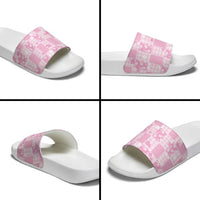Pink Palaka Japanese Patterns Slide Sandals Koi Fish Asanoha Sakura Patchwork Stylized LT14 - Polynesian Pride