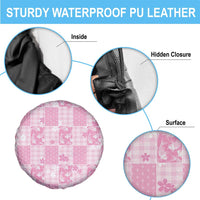 Pink Palaka Japanese Patterns Spare Tire Cover Koi Fish Asanoha Sakura Patchwork Stylized LT14 - Polynesian Pride