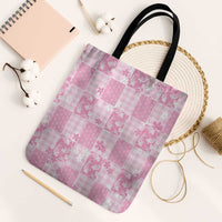Pink Palaka Japanese Patterns Tote Bag Koi Fish Asanoha Sakura Patchwork Stylized LT14 Black Strap One Size Pink - Polynesian Pride