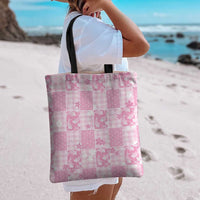 Pink Palaka Japanese Patterns Tote Bag Koi Fish Asanoha Sakura Patchwork Stylized LT14 - Polynesian Pride