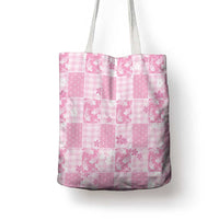 Pink Palaka Japanese Patterns Tote Bag Koi Fish Asanoha Sakura Patchwork Stylized LT14 - Polynesian Pride
