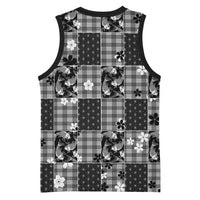 Black Palaka Japanese Patterns Basketball Jersey Koi Fish Asanoha Sakura Patchwork Stylized LT14 - Polynesian Pride
