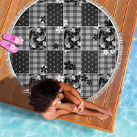 Black Palaka Japanese Patterns Beach Blanket Koi Fish Asanoha Sakura Patchwork Stylized LT14 - Polynesian Pride