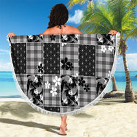 Black Palaka Japanese Patterns Beach Blanket Koi Fish Asanoha Sakura Patchwork Stylized LT14 - Polynesian Pride